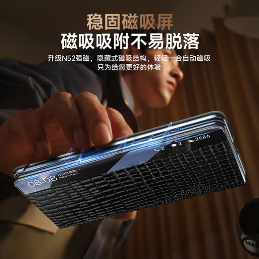 Ogedi [Marke BREID FÜR CLASSE 丨 Krokodil-Ledermuster] Geeignet für Huawei Matex6 Mobiltelefon Fall Faltbildschirm Genauer Leder X6-Kollektor-Version High-End-Business Custom Flip Full-Inclusive-Schutzhülle