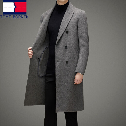 Tommy Kelly doppelseitiger leichter Luxusmantel für Männer über knielangen High-End-Russischen Business Wollmantel Tweed Windbreaker Jacke Männer schwarz m