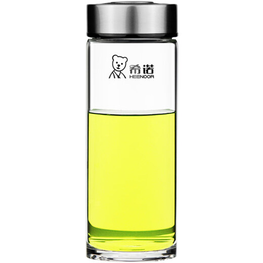 希诺（HEENOOR）单层玻璃杯男女士车载便携加厚耐热水杯简约家用大容量泡茶杯 120 提环杯盖-695ml-大容量带滤网