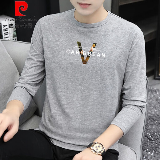 Pierre Cardin 2025 T-shirt à manches longues Spring and Automne Modale Modal Modal Coton Vêtements d'automne Black Trendy Fotting Sous -wwear Underwear White (15123) M (Convient pour 95-115Jin [Jin est égal à 0,5 kg]))