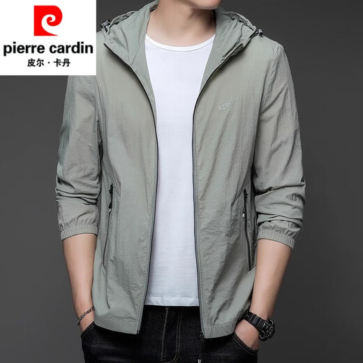 Pierre cardin 2025 new sun protection clothes for men's summer thin outdoor ice silk hooded UV sun protection jacket N9928 mist blue M 170 105-120Jin [Jin equals 0.5 kg]