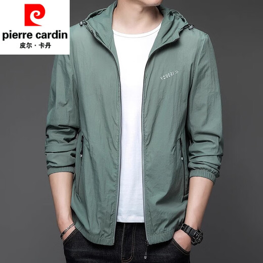 Pierre cardin 2025 new sun protection clothes for men's summer thin outdoor ice silk hooded UV sun protection jacket N9928 mist blue M 170 105-120Jin [Jin equals 0.5 kg]
