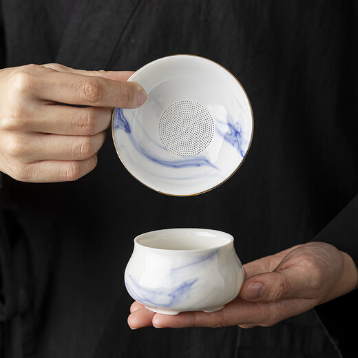 羊脂玉琉璃泡茶专用喝茶茶具套装2024新款家用办公茶杯套装 9274羊脂玉敦煌飞花---礼盒装