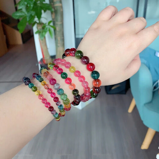 Library selection red rabbit fur gold strawberry tourmaline bracelet silver titanium crystal tanzanite peterite purple titanium aurora super seven crystal bracelet light gray