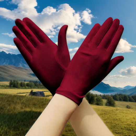 
Roasted summer sun protection thin gloves for women ice silk spandex high elastic breathable skin-friendly bike driving travel jewelry etiquette gloves [white]-all-finger ice silk set / 1 pair
