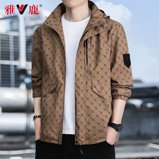 Yalu jacket men's spring and autumn trendy men's functional workwear jacket men's windproof jacket outdoor sports trendy brand top 88888 brown XL