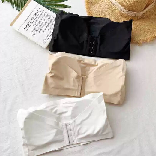 Wife Meiren ice silk anti-exposure tube top one piece with breast pad beautiful back wrap bust one-line bust for women strapless bust summer 2-button skin one size