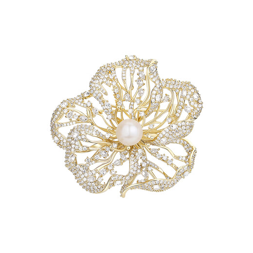 Oppenheim benheart Danish gold silk beaded brooch, temperament pearl elegant corsage, high-end female national style exquisite brooch - gold silk beaded, champagne gold