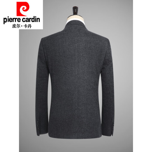 Pierre cardin Zhongshan suit men's young Chinese stand-up collar suit suit men's Chinese style Tang suit Chinese woolen jacket men's spring and autumn 6622-dark gray-top + shirt + pants M 170-suit 110-120Jin[Jin equals 0.5 kg]