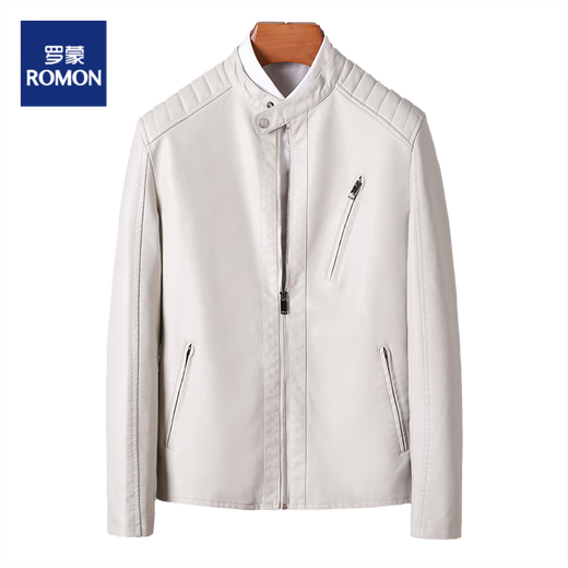 ROMON Leather Jacket Men's Jacket Men's Spring and Autumn 2025 New Clothes Casual Handsome Leather Jacket Men's Black XL (120-140Jin[Jin equals 0.5 kg])