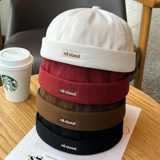 Sebeeef Herren Melon Lederhut Japanischer Harajuku Street Trendy Hut Yuppie Hut Vermieterhut Mädchen Burgund rot alle Größe