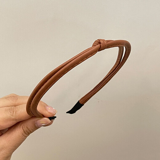 Tang Funi's hairbands for short hair, women's fine leather hairpins, Maillard hairpins, women's non-slip face wash headbands, new knotted ultra-fine leather hairbands, Tangerine Coffee