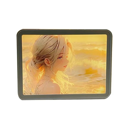 MPPMCK light painting can be customized with pictures, birthday gifts for girls, creative ornaments for girlfriends, best friends and classmates, night light mirror, never sleeps (wood grain frame), plug-in version, ordinary packaging
