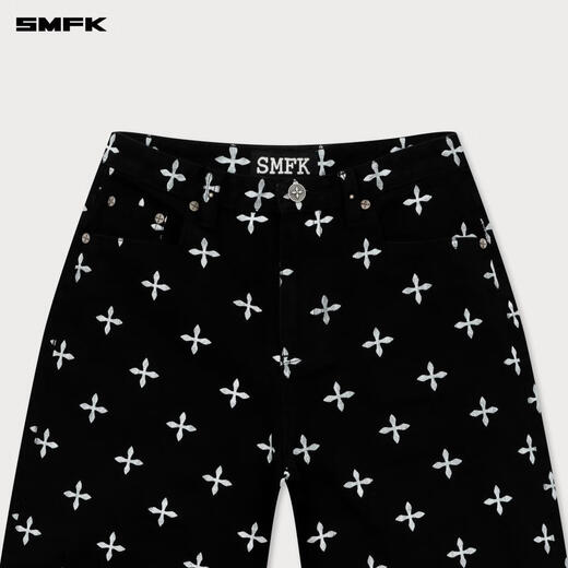 SMFK Cross Classic Wide-Leg Jeans rétro Retro lâche décontracté et polyvalent Xu Jingyun même style PD005BJ / BG / LG / CW Black Garden M