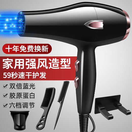 Philips (PHILIPS) same style German hair dryer for home use, hair salon, high power 2200w, barber shop negative ion hot and cold wind mute, German black 18000 wind power, home use, free three plus shelves