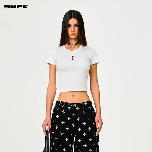 SMFK Cross Classic Wide-Leg Jeans rétro Retro lâche décontracté et polyvalent Xu Jingyun même style PD005BJ / BG / LG / CW Black Garden M
