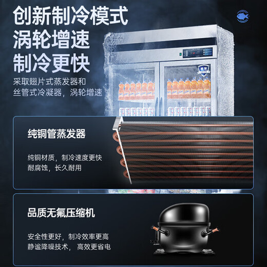 澳柯玛（AUCMA）商用立式展示柜冷藏保鲜柜冰柜玻璃门饮料柜超市便利店啤酒饮料陈列柜 【高配款】1390升丨风冷无霜VC-1390AW