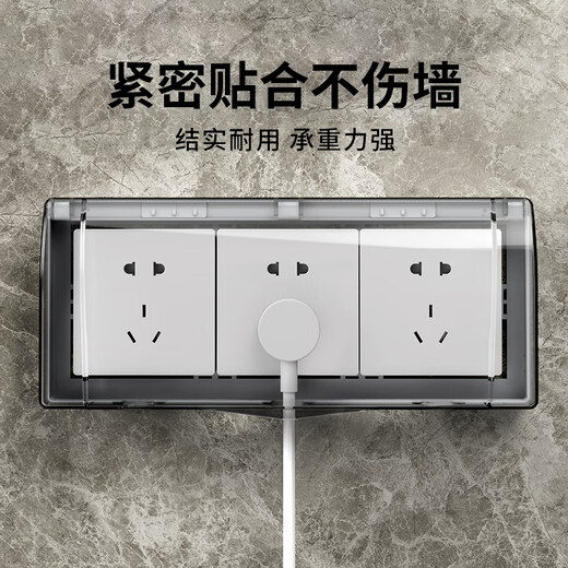 LSNUO socket protective cover kitchen socket oil-proof cover switch waterproof cover waterproof socket splash-proof box waterproof box adhesive triple standard oil-proof cover-black transparent