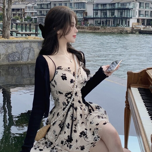谷舰沐碎花小个子甜美显瘦辣妹性感吊带连衣裙女装御姐气质两件套装夜店 主图款 M 95-105斤