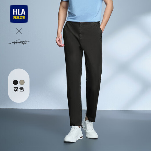海澜之家（HLA）休闲裤男款轻商务时尚系列舒适裤子男春秋季 黑色33 XL 180/88A 推荐72-78kg