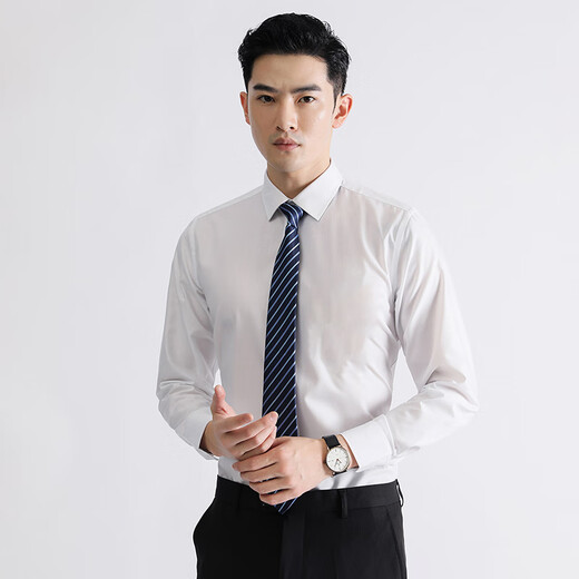 Ayou fat elastic anti-wrinkle long-sleeved shirt business wedding groomsmen base white shirt white 7XL recommended 215-230Jin Jin is equal to 0.5 kg