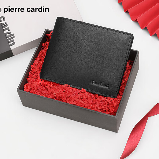 
Pier Cardin men's wallet short multi-purpose ticket clip wallet horizontal wallet Father's Day gift for dad men's gift black