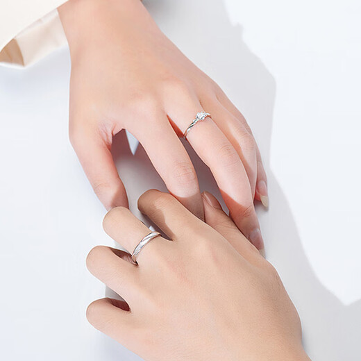 Grace Girlpt950 Platinum Ring Love at First Sight Couple's Ring Engagement Birthday Heartfelt Gift for Girlfriend and Wife Platinum Love at First Sight-Female Ring (Live)