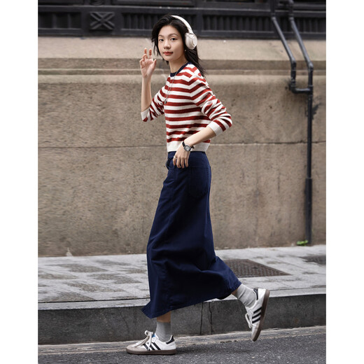 Demana pure cotton comfort zone spring Korean high street asymmetrical placket straight leg hidden meat women's mid-length denim skirt