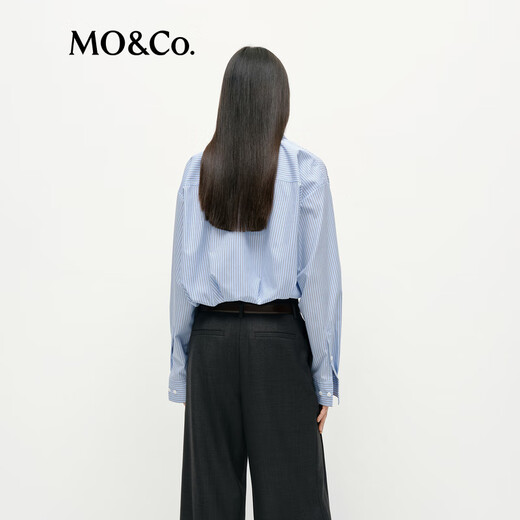 MO&Co. Shirt Spring Break Two-piece Spliced Lace Vest Short Striped Nautical Series MBE1SHTT11 Blue and White Striped Color M 165