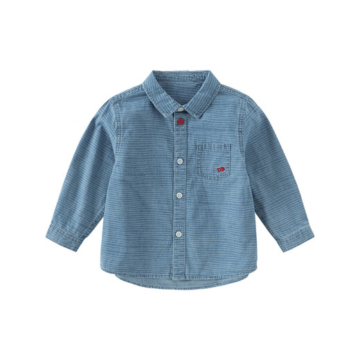 DAVE&BELLA boys spring denim shirt pure cotton baby boy shirt new casual children's clothes children's top denim blue ready stock 110 cm (recommended height 100-110cm)
