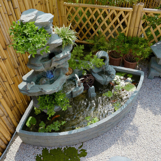 Villa Garden Outdoor Courtyard Rockery Flowing Water Fountain Circulating Water Landscape Decoration Ornament Balcony Fish Pool Landscape 5010 Rectangular Pool 190x70x155 Length Width Height