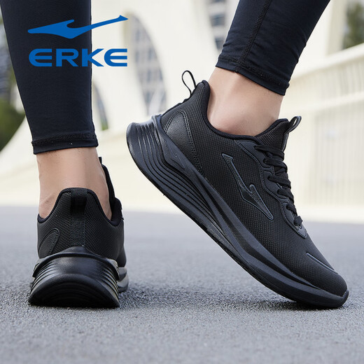 Hongxing Erke Herrenschuhe Sommer 2025 Neue Weichlöser Laufschuhe Mesh schwarze Schuhe Schwarze Atmungsbezirke Dünne Papa Männer Sneakers Schwarz [wasserdicht im Sommer] 38 Marke Direktvertrieb