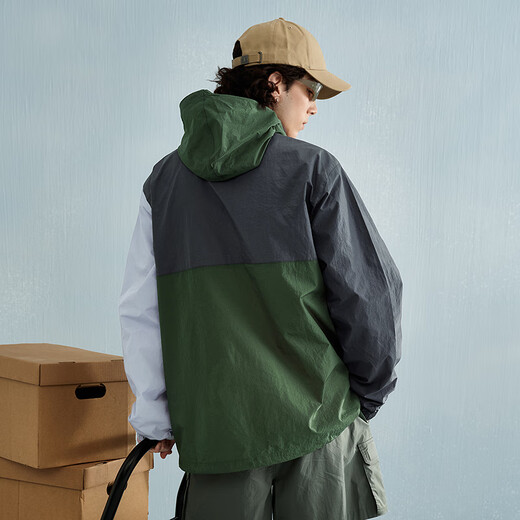 Champion Champion Couple Jacket Men's Jacket Trendy Brand American Contrast Color Hooded Retro Outdoor Women Dark Green Splicing L