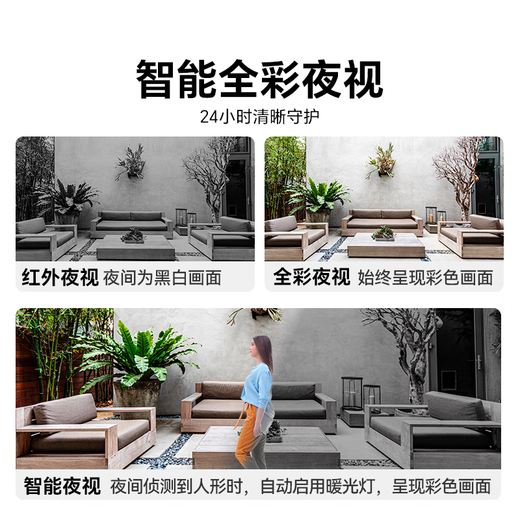 荣耀亲选 小湃室外摄像头双摄监控 400万+400万超高清双目双画面家用户外无线wifi监控器360度无死角带夜视