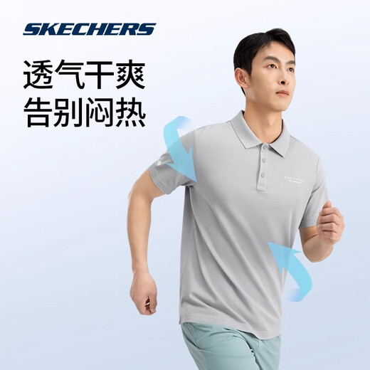 Skechers polo shirt men's summer breathable ice muscle quick-drying short-sleeved cool commuting sports T-shirt for dad P223M052