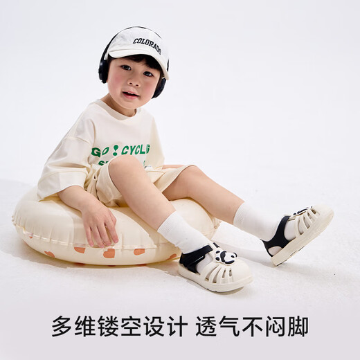 Carter Bunny Kleinkindschuhe Kinder Sandalen Jungen 1-5 Jahre alte Sommer-Kinderschuhe 2025 NEU NEU TROCK SPIELSCHUSSCHUSSCHUSSEN Weiß und Schwarz Panda 24 Innere Länge 14,5 cm Fuß Länge 13,6-14.2