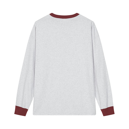 Champion long-sleeved T-shirt men's color-blocked Henry collar bottoming shirt pure cotton top women's twist gray L