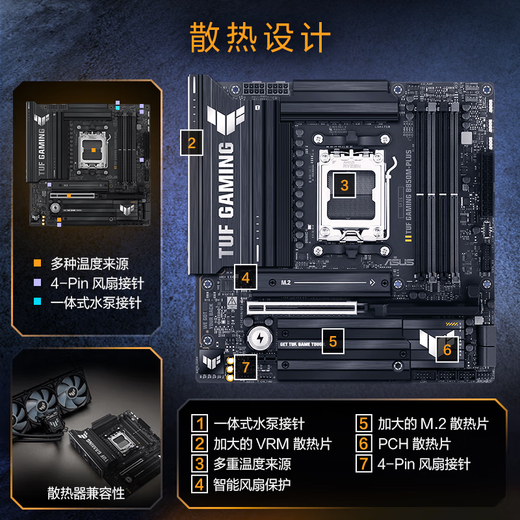 华硕AMD9000系列锐龙R7 9700X 9800X3D 9950X搭华硕B650 X670 X870主板CPU套装 板U套装 华硕TUF B850M-PLUS重炮手WIFI R9 9900X盒装