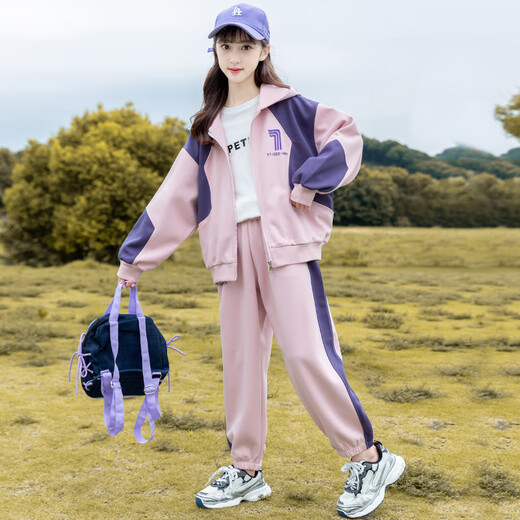 Disney (Disney) Girls Sports Suit Autumn Clothing 2025 New Fashionable Girls and Children Spring and Autumn Two-piece Set Fashionable Clothes for Big and Small Children Pink 170 cm