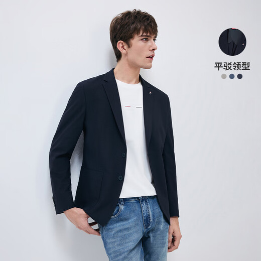 Navigare意大利小帆船男士西服25春季新款休闲通勤单西平驳领西装男装外套 海军蓝 XL
