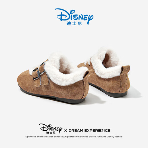Disney children's shoes winter plus plush fur shoes girls' Birkenstock shoes warm cotton shoes women's snow shoes DF1118 khaki size 32