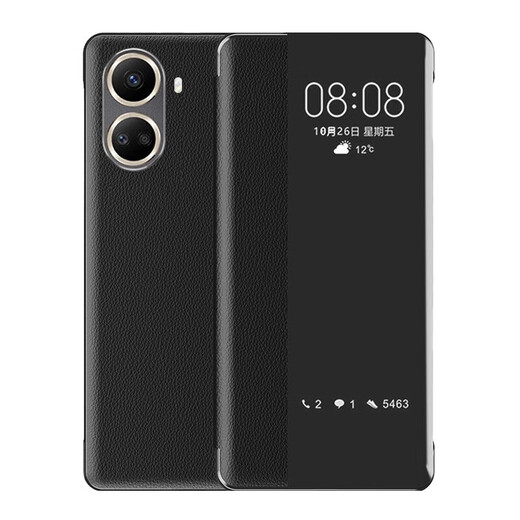 Yise Master anwendbar für Huawei Huawei nova10se Mobilfunkkoffer Flip-siehe Geschäftsleute transparentes weibliches Objektiv mit Voll-Inclusive-Silikon-Anti-Fall-Fall Huawei Nova10 SE Black-Coated-Film