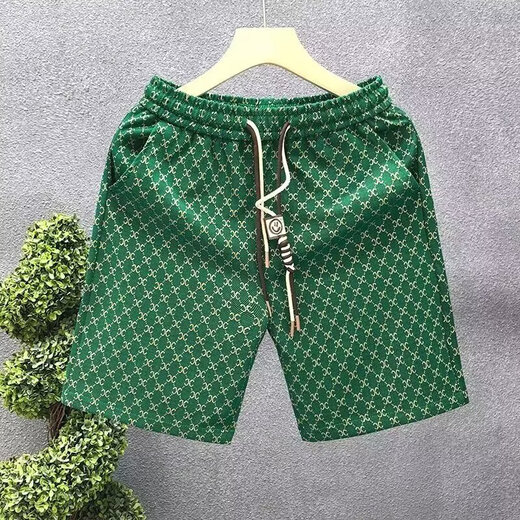轻奢休闲短裤男女夏季高端裤子时尚百搭五分裤男士沙滩直筒大裤衩 小高X838杏色 3XL 【150-165斤】