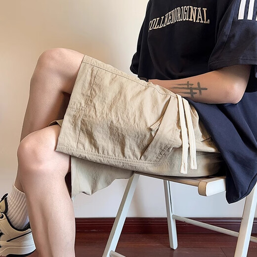 Jeanswest Workwear Shorts Herren Sommer 2025 Neue Ice Seide coole lässige glasende Hosen Herren-Trendy-vielseitige Fünf-Punkte-Hosen DK701 Grüne Größe (110 ~ 130jin [Jin gleich 0,5 kg] tragbar))