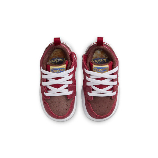 耐克（NIKE）Jordan官方耐克乔丹男女童婴童运动鞋宝宝低帮皮面魔术贴HF3203 200小马棕/白/校园红/金属金/游戏宝蓝/椰奶色 26