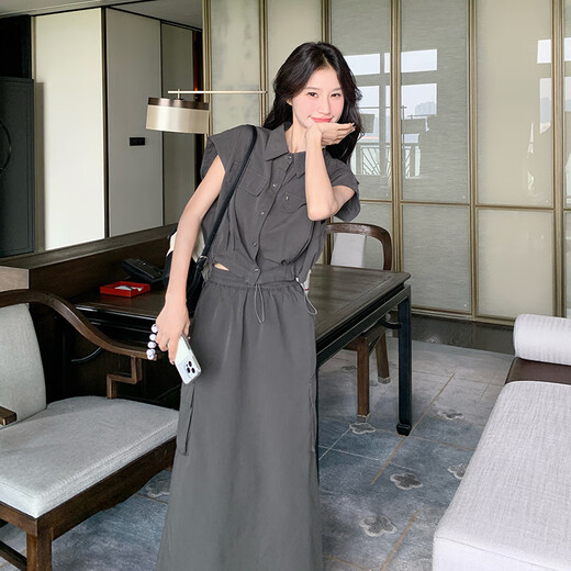 Rongyuege Fashion Grey Work Sup Юбка для женщин в взрыве Summer Street и снижение возраста. ТЕПРУМЕНТ ТУРНАЯ И КЛАССКАЯ СЕРВА