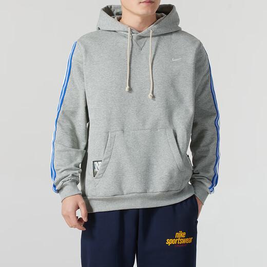 
Nike couples sweatshirt men's and women's autumn and winter running training sportswear hooded plush plush thickened warm pullover HJ3882-063 grey inner lining S