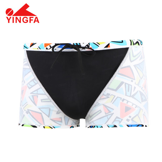 英发（YINGFA）泳裤男士专业竞速平角游泳防尴尬运动训练装备时尚印花大码游泳裤 花色 XS (腰围:70-73厘米)