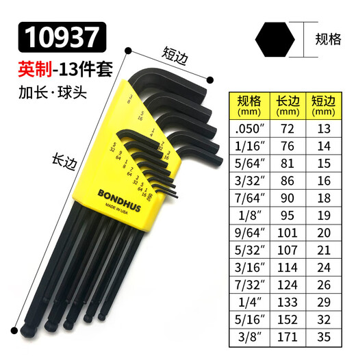 Kerzenfreier amerikanischer englischer Sechskant Sechseckschlüssel Set Sechseck Schraubendreher Hexagon Werkzeugset/Apos English Extended Metric Flat Head 6-teilige Set 12146