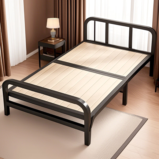 Jingju Cama plegable Almuerzo para un solo cama Camino de la cama Campo de cama Hospital Hospital acompañando cama dura Cama de hierro [Refuerzo silencioso] 0.9*2 metros BGC866
